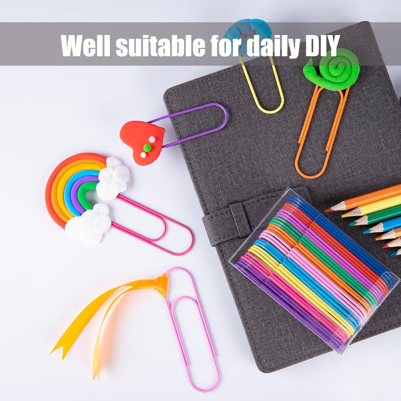Timenu Jumbo Paper Clips  40 Pcs 4 Inches Large Paper Clip Holder - Vinyl Coated Multicolored Extra Large mega Paperclips for Office School Document organizing - Image 4